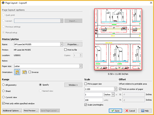 Dynamic print preview in CADopia